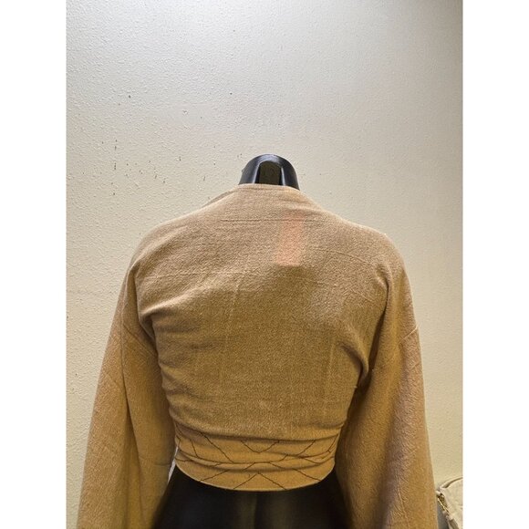Chintamani Blouse Tan Wrap Top M - Picture 3 of 6